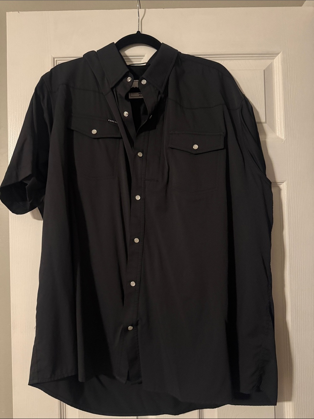 Men's Black Short-Sleeve Western-Style Button Down Shirt